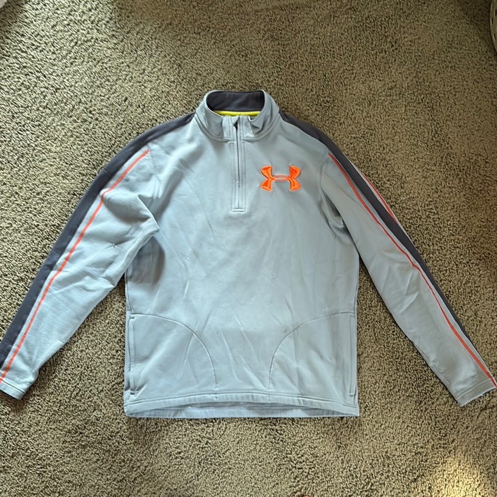Under Armour Light Gray and Bright Orange Quarter-Zip